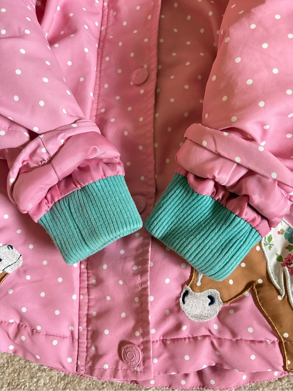 Mini Boden Baby Spotty Horses Shower-Proof Coat 12-18M